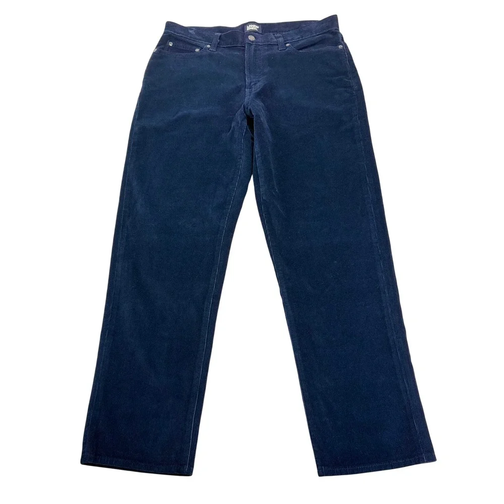 Lands End Mens Corduroy Pant Navy Blue 32x30 Straight Leg Traditional Fit Preppy